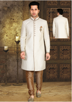  Off White with Gold Color Designer New Indo Western Sherwani
